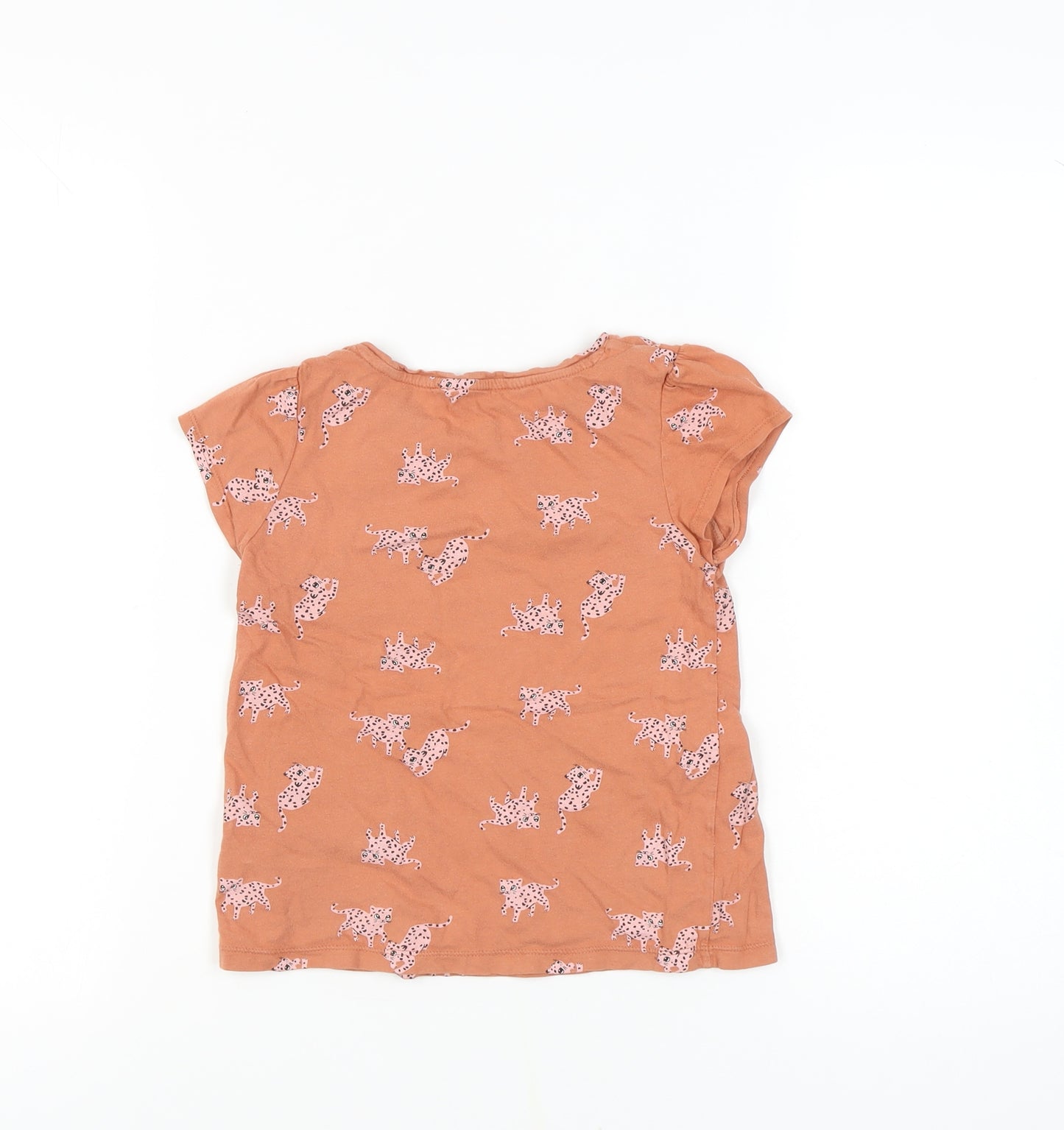 H&M Girls Orange Animal Print T-Shirt, Size: 9-10 Years