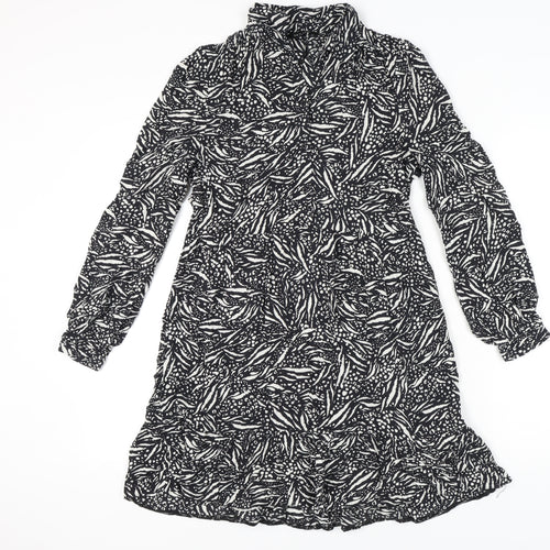 New Look Women's Black Animal Print Long Sleeve Dress - Size 10