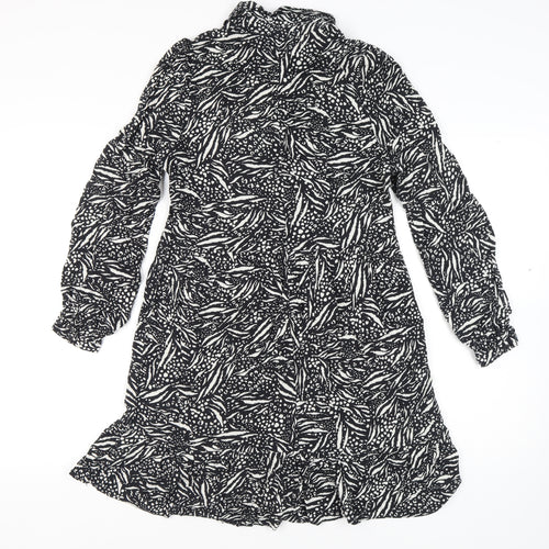 New Look Women's Black Animal Print Long Sleeve Dress - Size 10