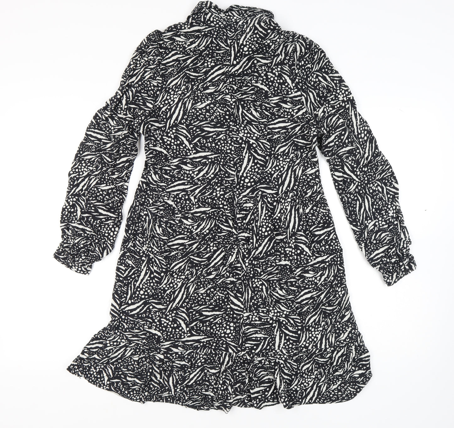 New Look Women's Black Animal Print Long Sleeve Dress - Size 10