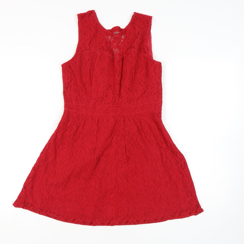 Oasis Red Sleeveless Lace Women's Dress Size 12