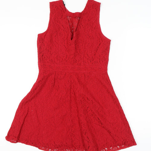 Oasis Red Sleeveless Lace Women's Dress Size 12