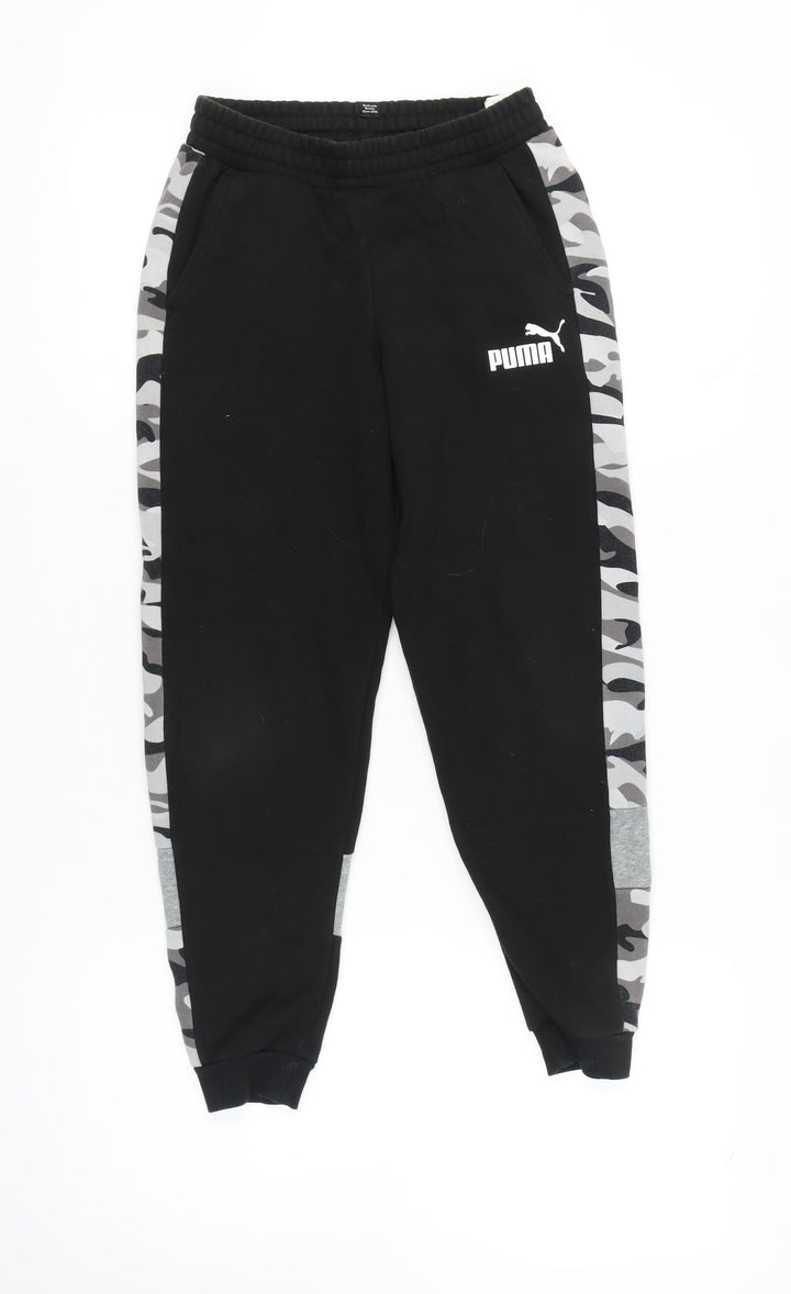 Puma Boys Black Track Pants M Camouflage Sports