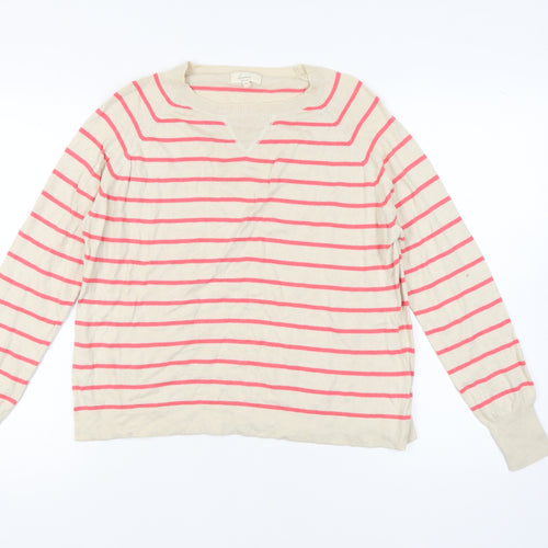 Linea Women's Beige Striped Pullover Jumper M