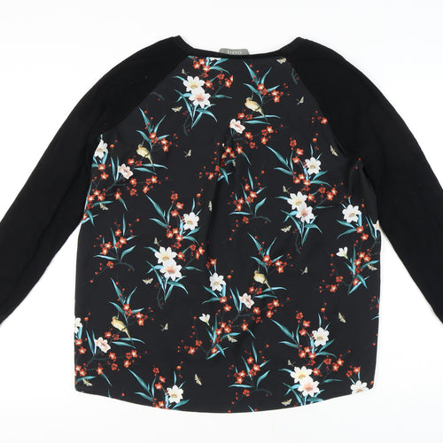 Oasis Black Floral Pullover Jumper L Women Regular
