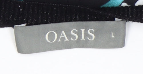 Oasis Black Floral Pullover Jumper L Women Regular