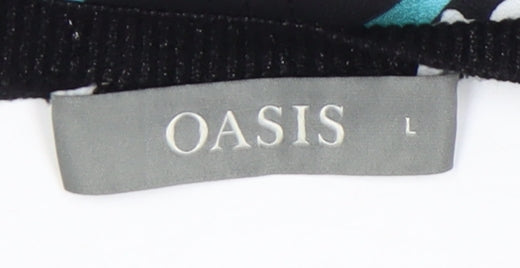 Oasis Black Floral Pullover Jumper L Women Regular