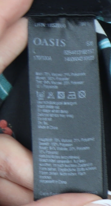 Oasis Black Floral Pullover Jumper L Women Regular