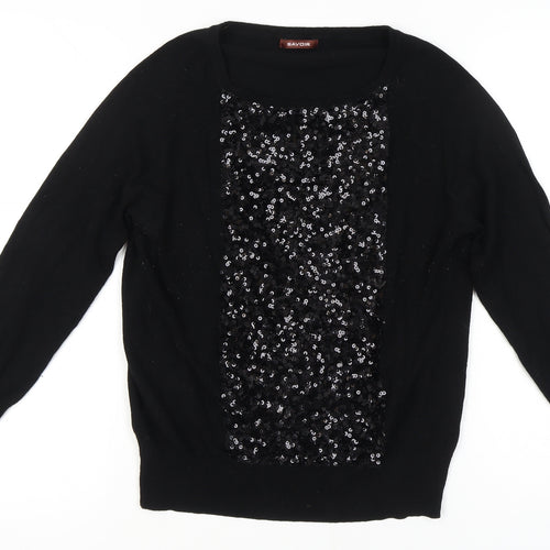 Savoir Women's Black Sequin Pullover Jumper Size 12