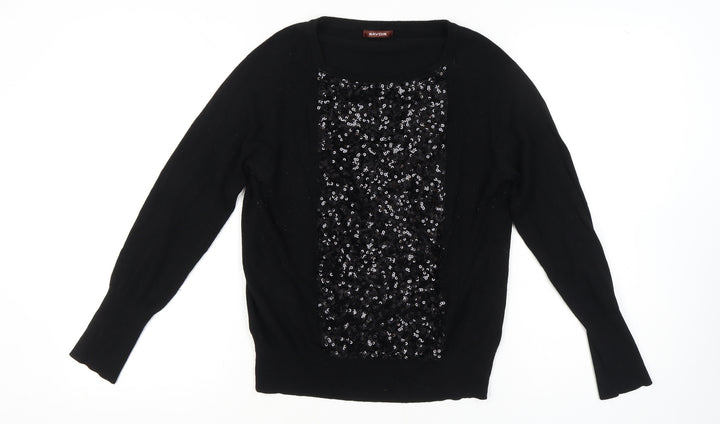 Savoir Women's Black Sequin Pullover Jumper Size 12