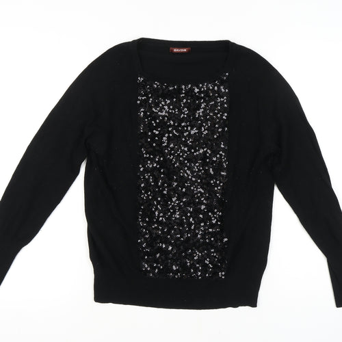 Savoir Women's Black Sequin Pullover Jumper Size 12