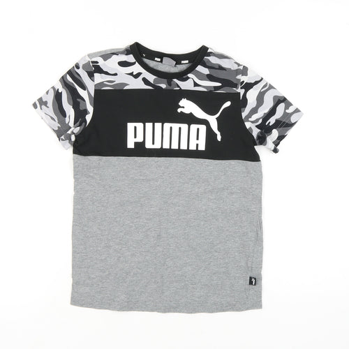 Puma Boys Grey T-Shirt 11-12 Years, Camouflage, Casual Sportswear