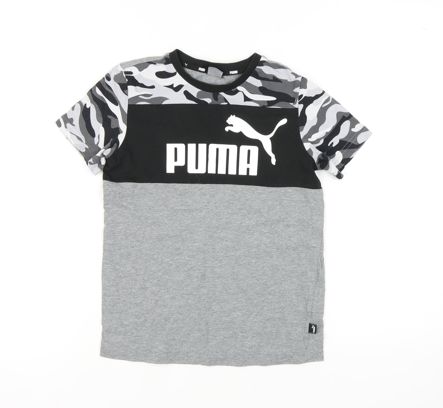 Puma Boys Grey T-Shirt 11-12 Years, Camouflage, Casual Sportswear