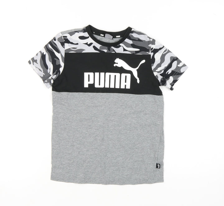 Puma Boys Grey T-Shirt 11-12 Years, Camouflage, Casual Sportswear