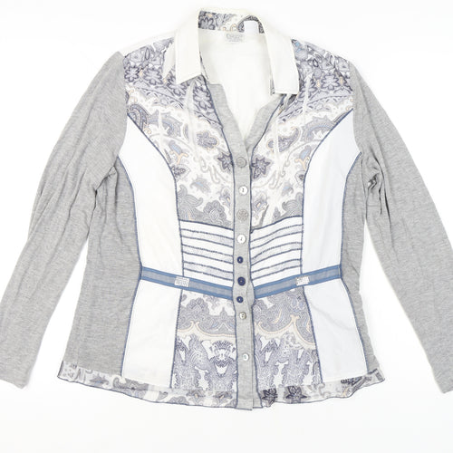 Stenau Women's Grey Button-Up Paisley Shirt Size 12