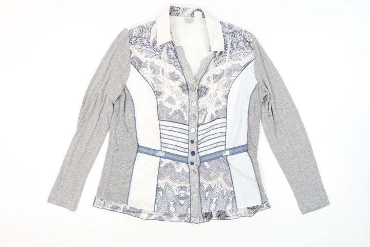 Stenau Women's Grey Button-Up Paisley Shirt Size 12