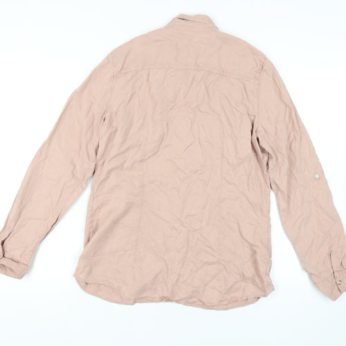 Promod Women's Beige Button-Up Shirt Size 14