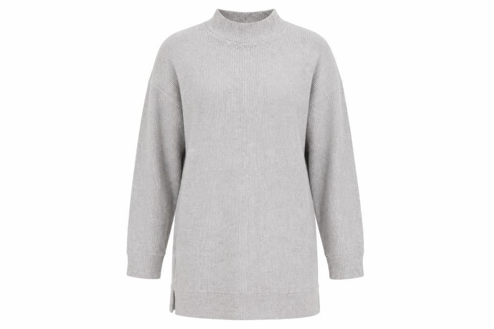 Front view of Bershka Women's Grey High Neck Knit Jumper - L
