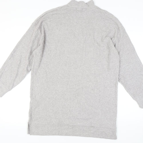 Bershka Women's Grey High Neck Knit Jumper - L