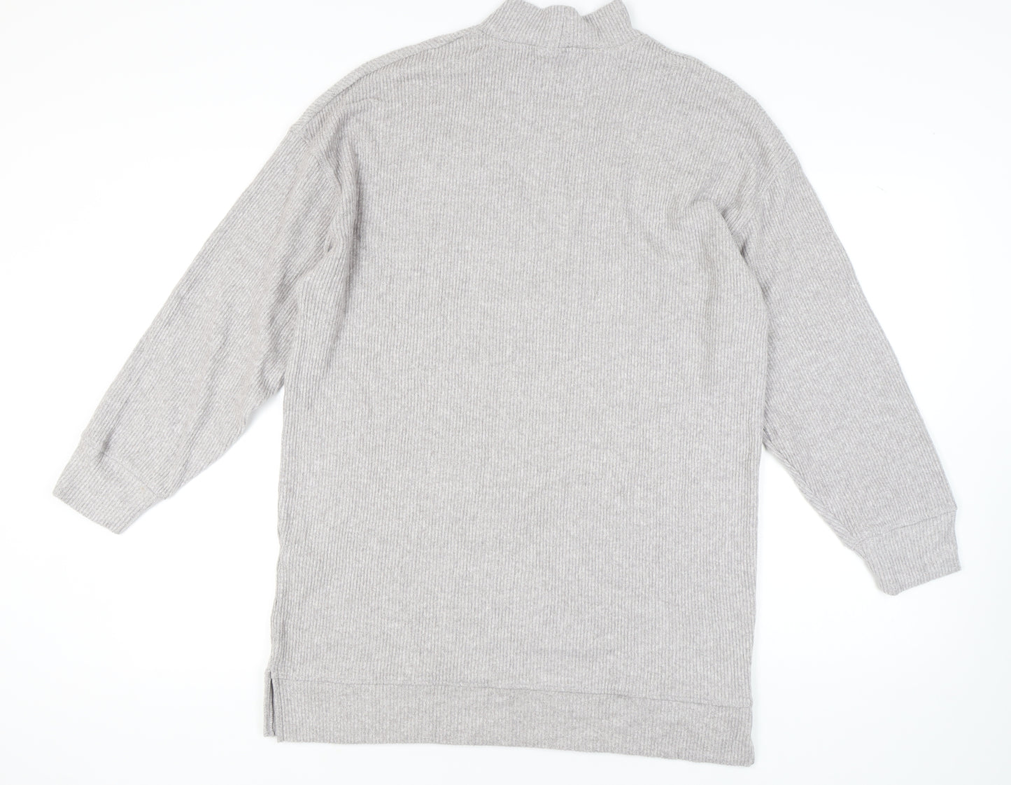 Bershka Women's Grey High Neck Knit Jumper - L