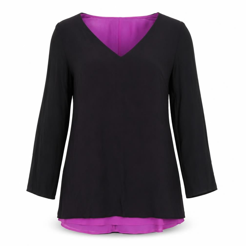 Front view of Anna Scholz Women's Purple Silk Blouse, size 14