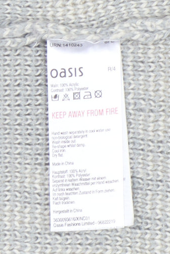 Oasis Women's Grey Open Front Cardigan in Size M, Geometric Knit