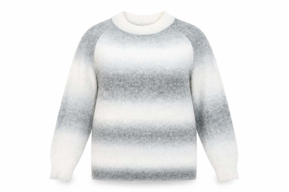 Front view of Marks & Spencer Women's Grey Striped jumper
