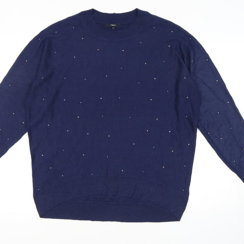 Next Women's Blue Pullover Jumper, M, Studded