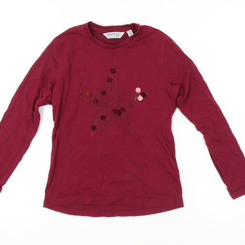 Regatta Girls Red Long Sleeve T-Shirt, 11-12 Years, Sequin Accent