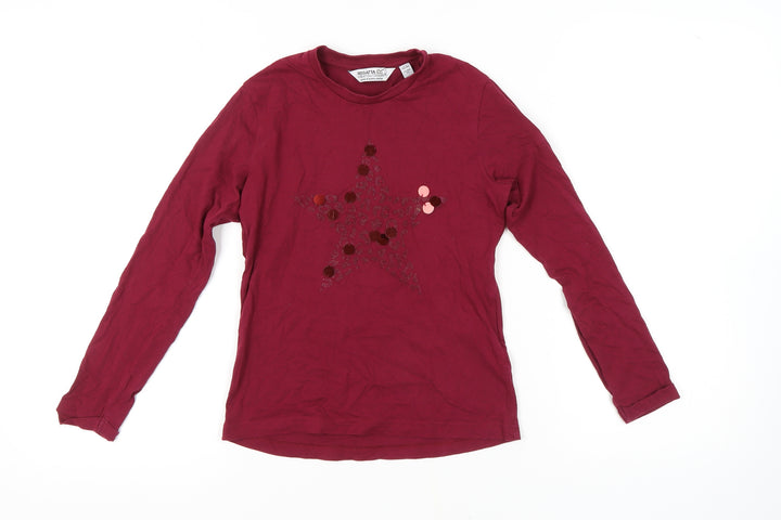 Regatta Girls Red Long Sleeve T-Shirt, 11-12 Years, Sequin Accent