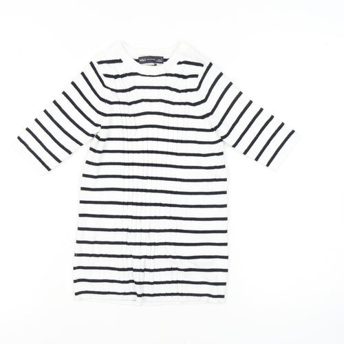 Marks and Spencer Women's White Striped Pullover Jumper