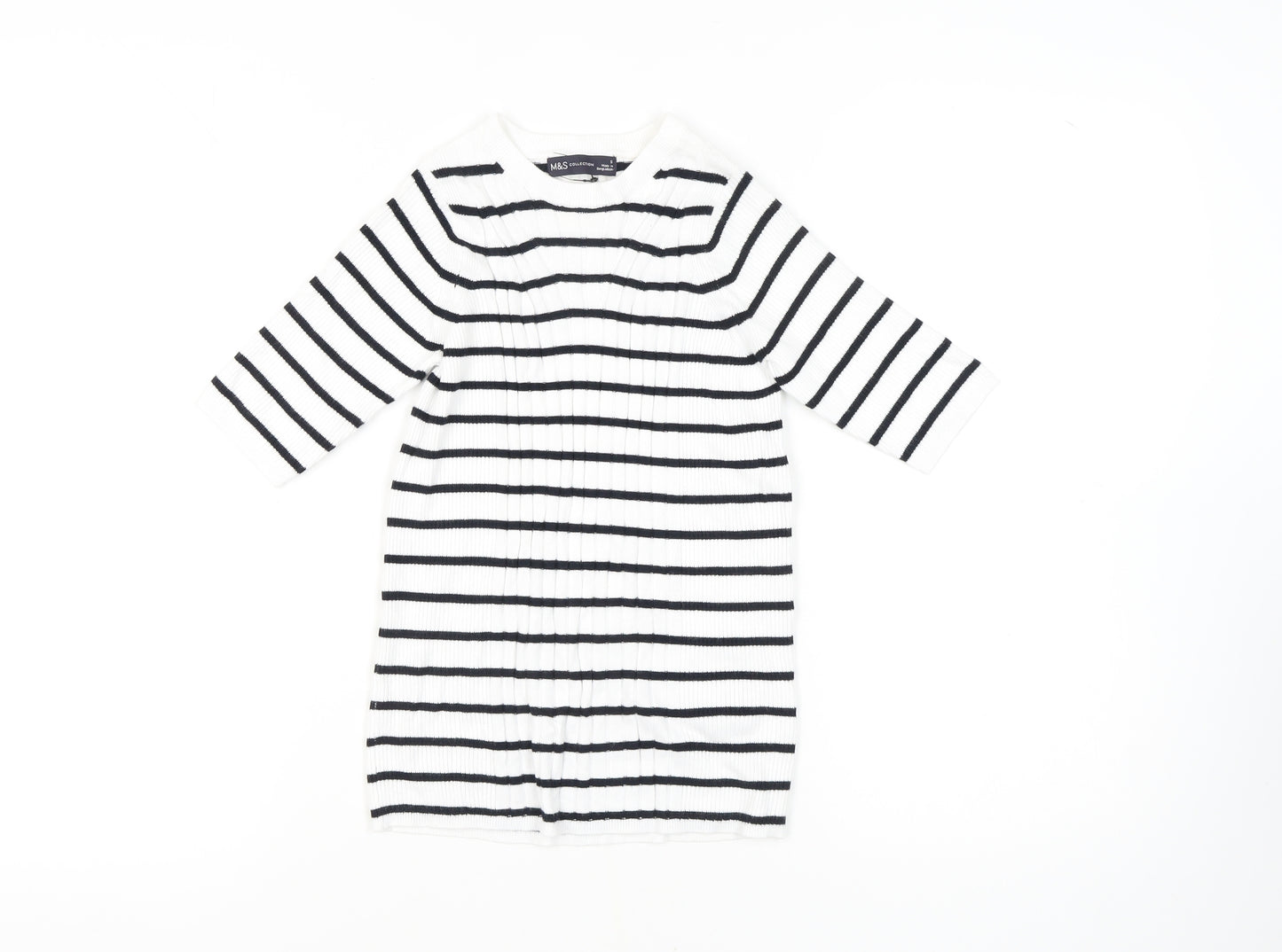 Marks and Spencer Women's White Striped Pullover Jumper