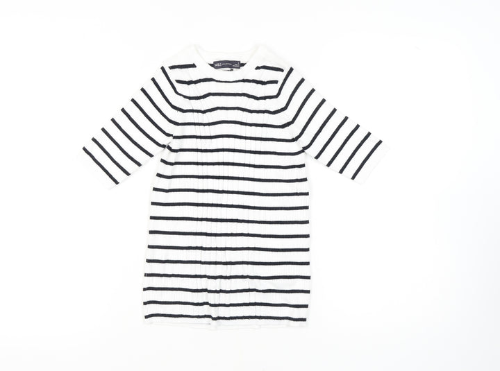Marks and Spencer Women's White Striped Pullover Jumper