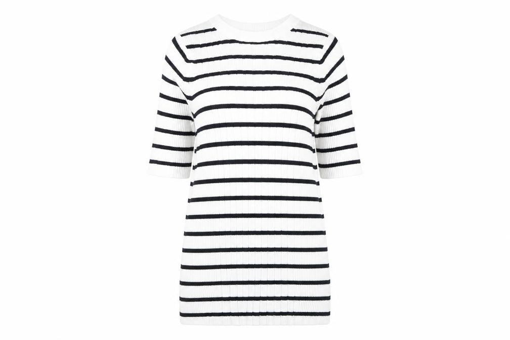 Front view of Marks & Spencer Women's White Striped jumper