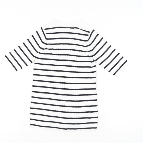 Marks and Spencer Women's White Striped Pullover Jumper