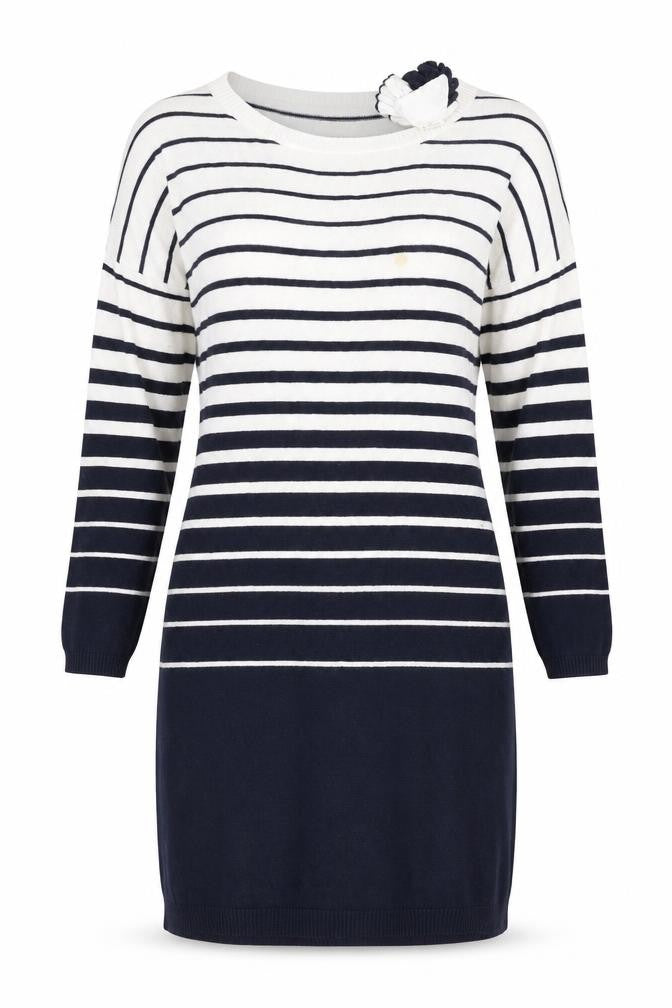 Front view of Monsoon Women's Striped Knit Jumper Dress, Small