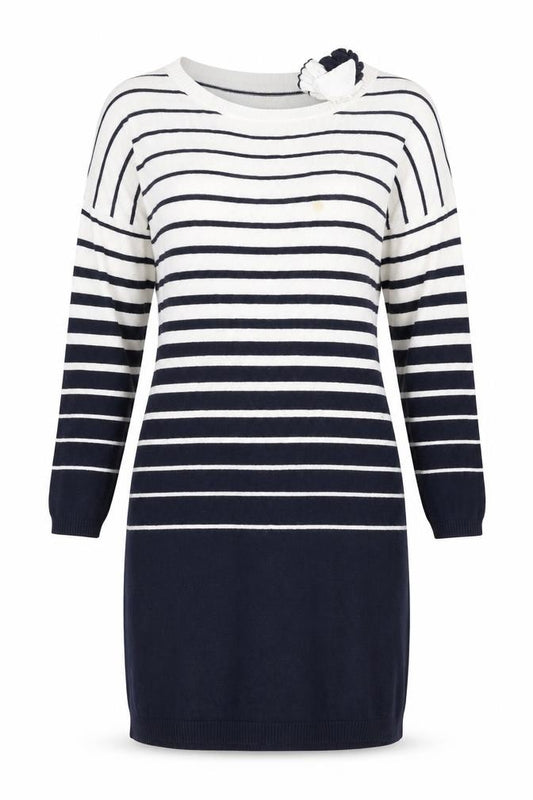 Front view of Monsoon Women's Striped Knit Jumper Dress, Small