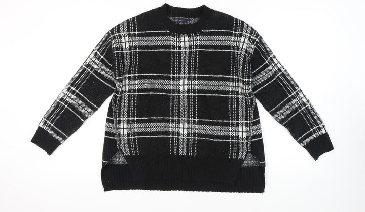 Marks and Spencer Women's Black Plaid Pullover Jumper M