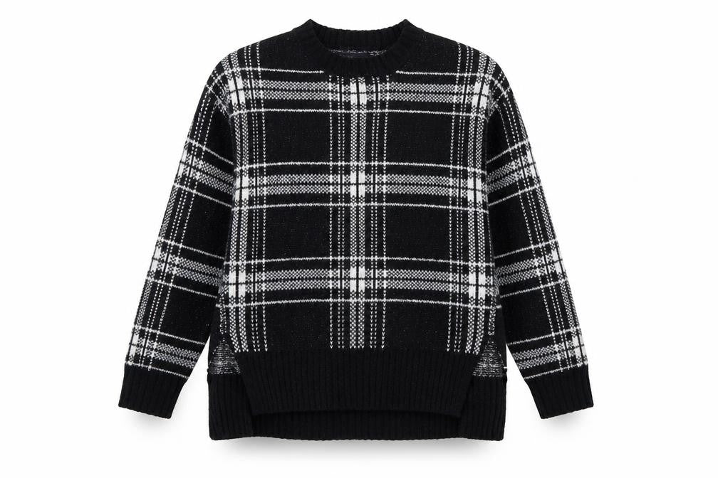 Front view of Marks & Spencer Women's Black Plaid jumper M
