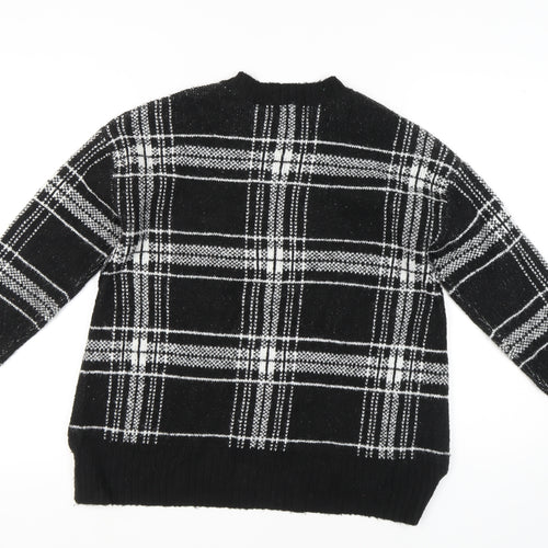 Marks and Spencer Women's Black Plaid Pullover Jumper M