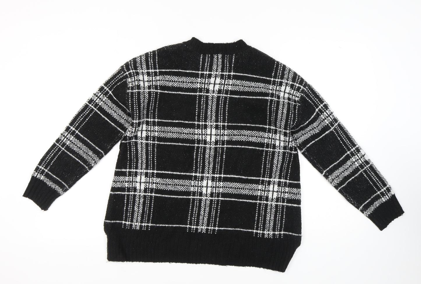 Marks and Spencer Women's Black Plaid Pullover Jumper M