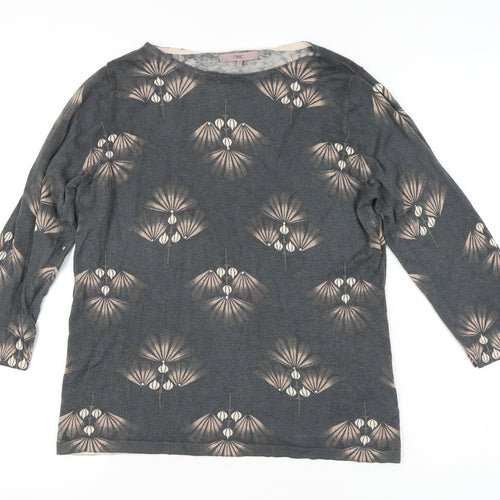 Next Women Grey Boat Neck Geometric Jumper Size 16