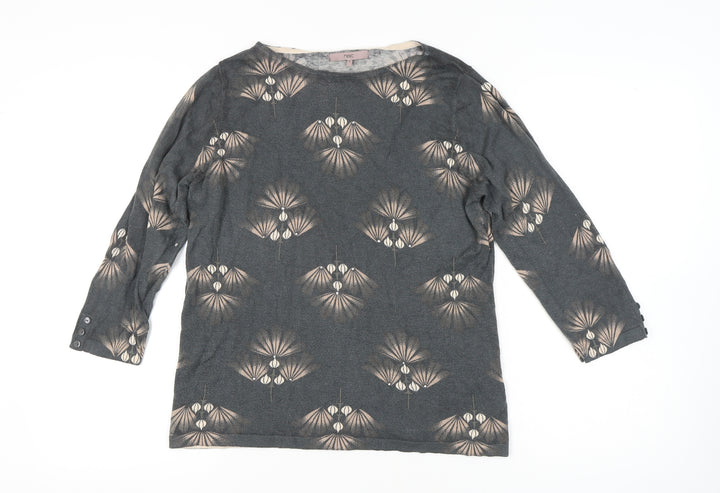 Next Women Grey Boat Neck Geometric Jumper Size 16