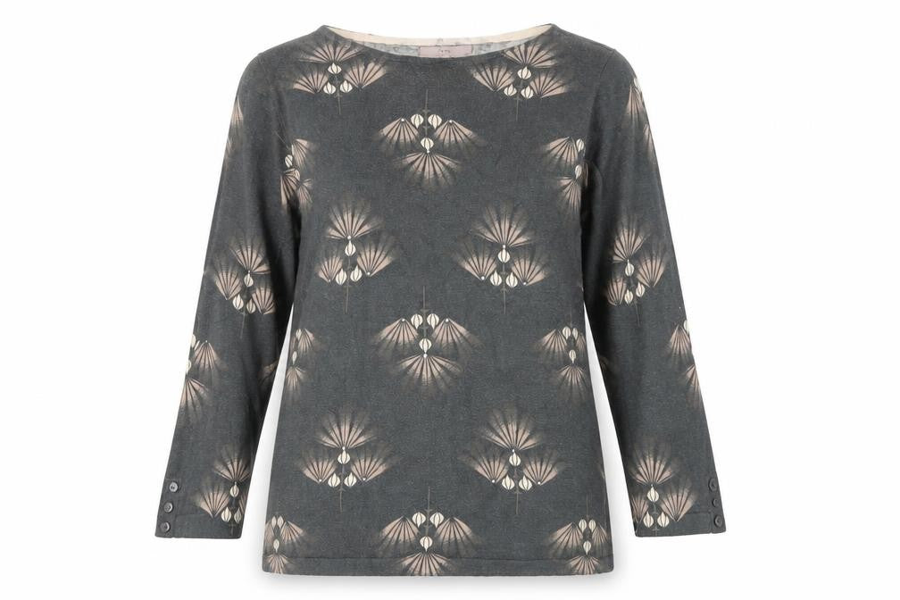 Front view of Next Women Grey Boat Neck Geometric Jumper, size 16