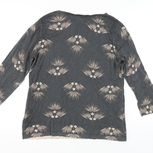 Next Women Grey Boat Neck Geometric Jumper Size 16