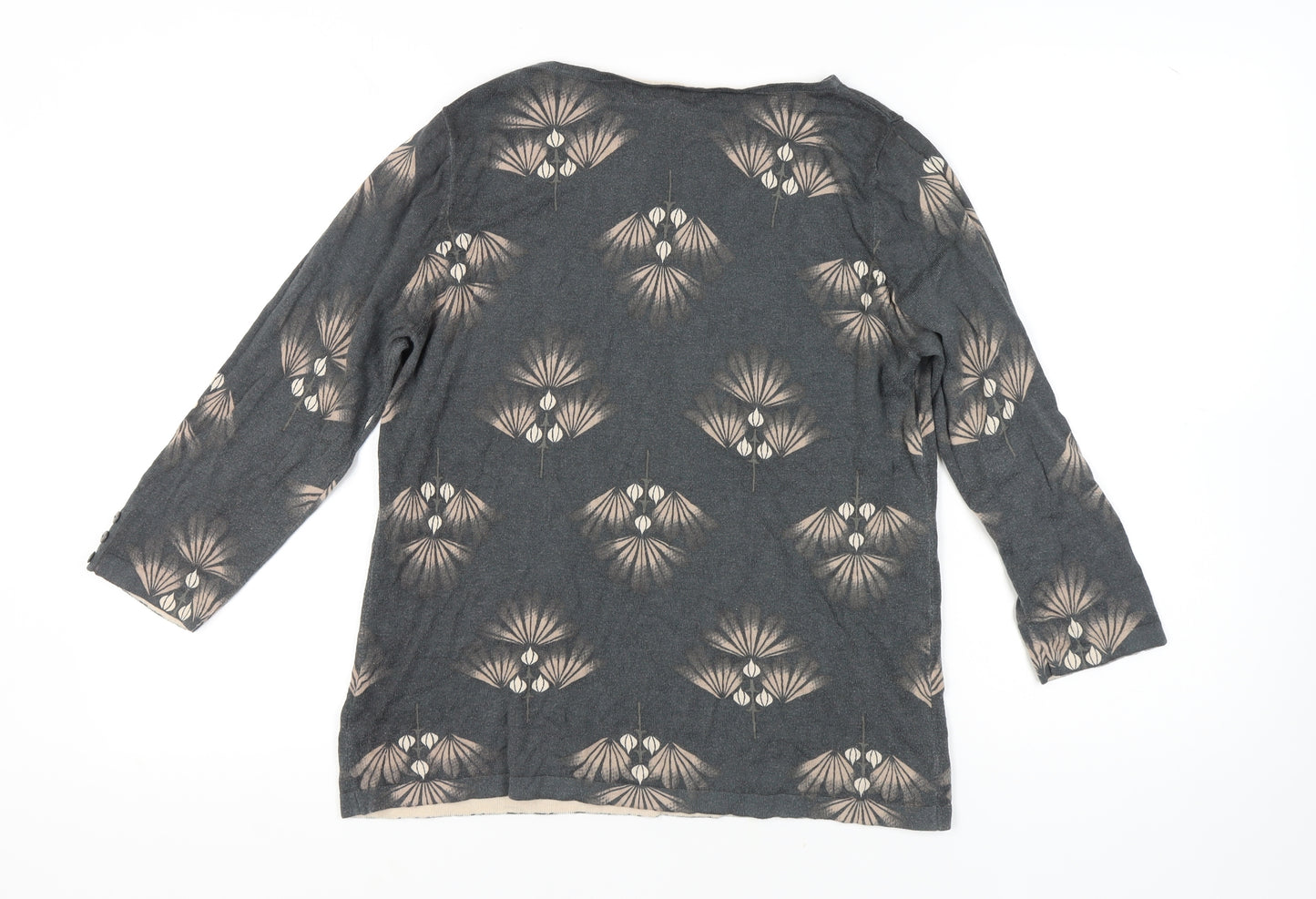 Next Women Grey Boat Neck Geometric Jumper Size 16