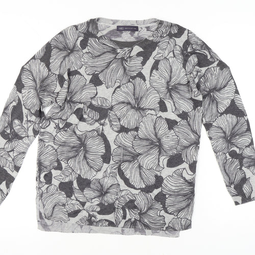 Marks and Spencer Women's Grey Floral Pullover Jumper M