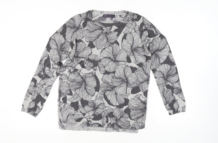 Marks and Spencer Women's Grey Floral Pullover Jumper M
