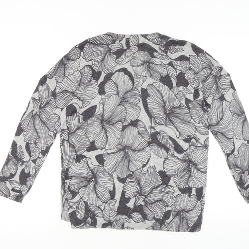 Marks and Spencer Women's Grey Floral Pullover Jumper M