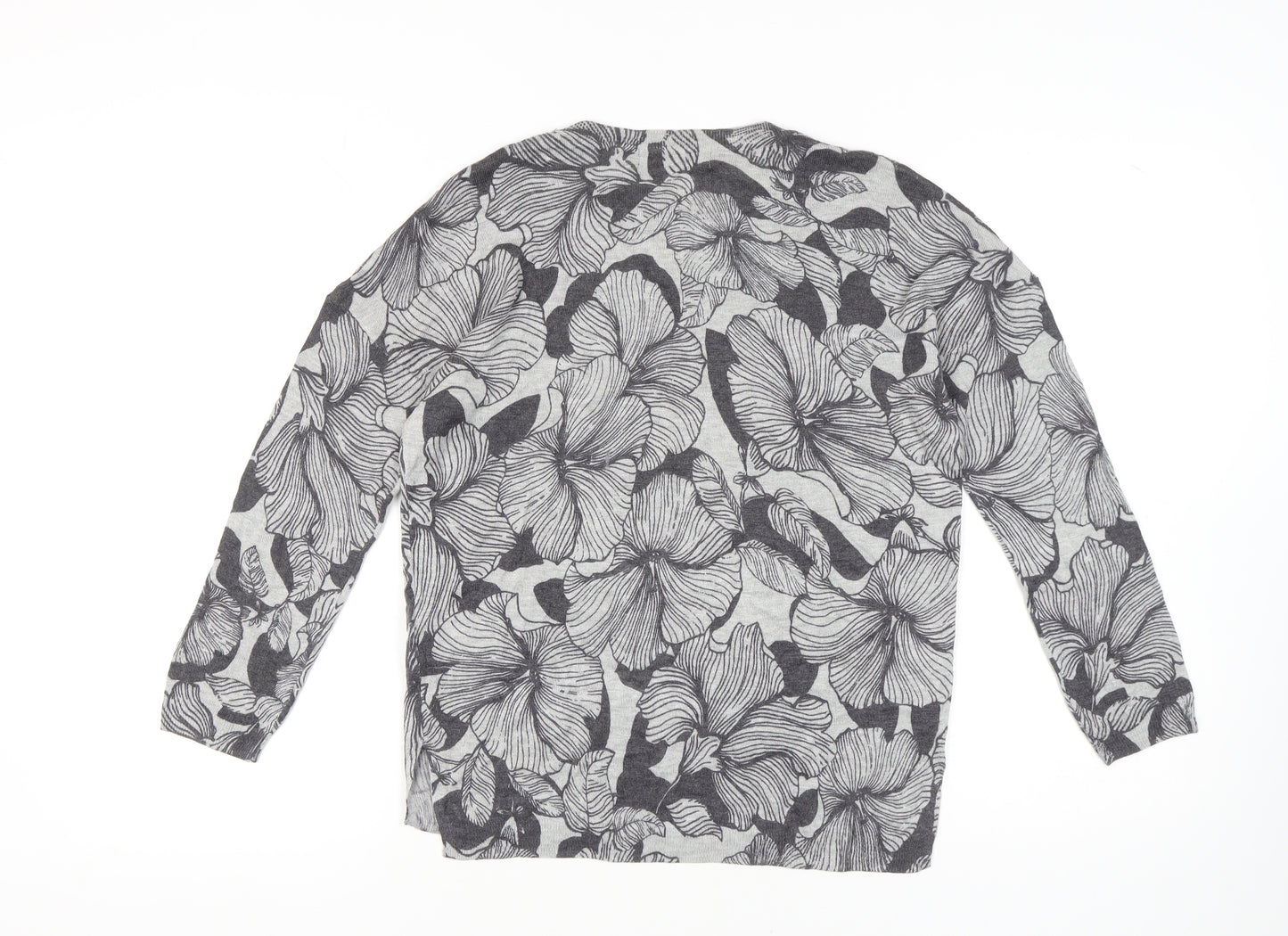 Marks and Spencer Women's Grey Floral Pullover Jumper M